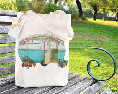 Caravan Tote Bag by Ceridwen Hazelchild Design.