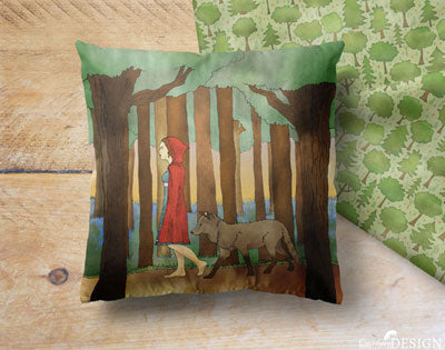Red Riding Hood cushion by Ceridwen Hazelchild Design.
